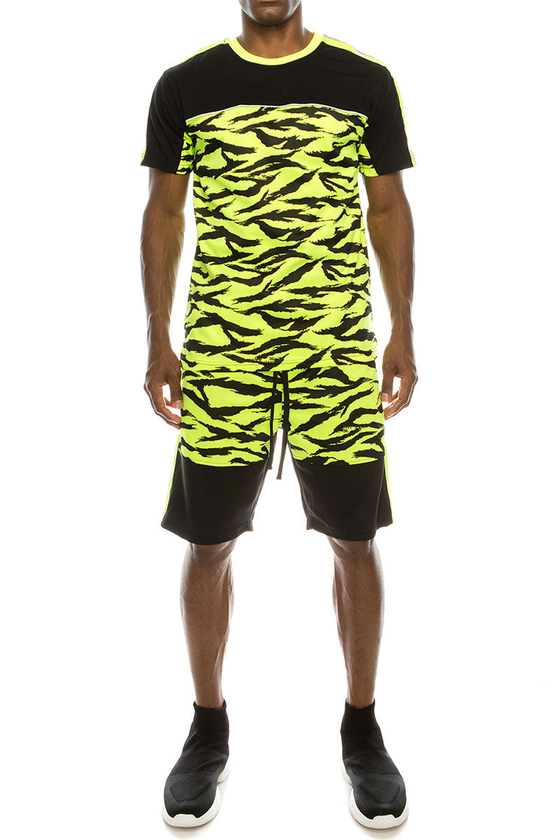 Reflective Tape Tiger Track Suit - Neon Yellow – VICTORIOUSUSA