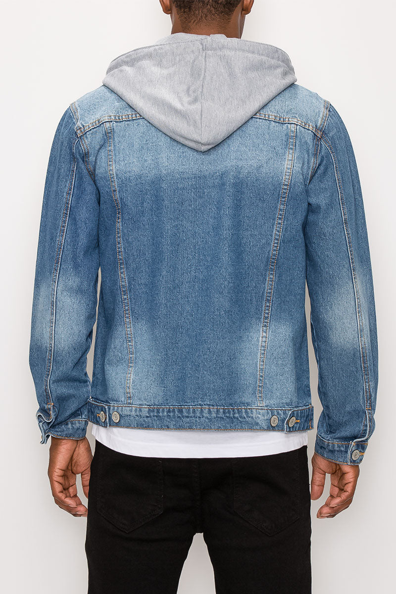 Detachable Hood Denim Jacket Indigo