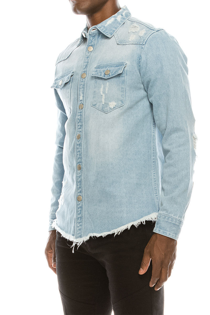 Ripped Denim Overshirt