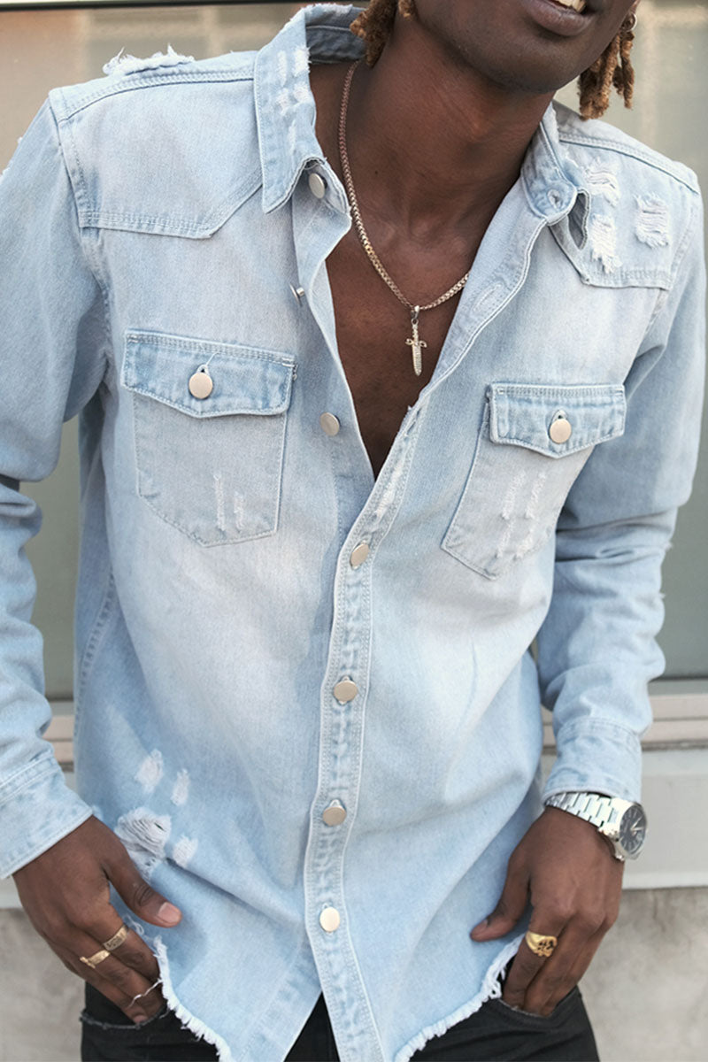 Ripped Denim Overshirt