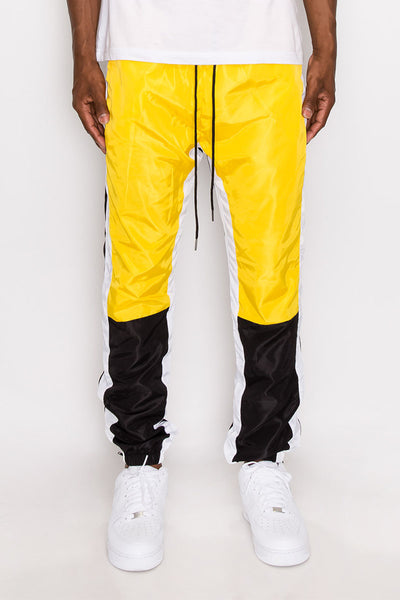 Tri Color Windbreaker Track Pants Gold VICTORIOUSUSA