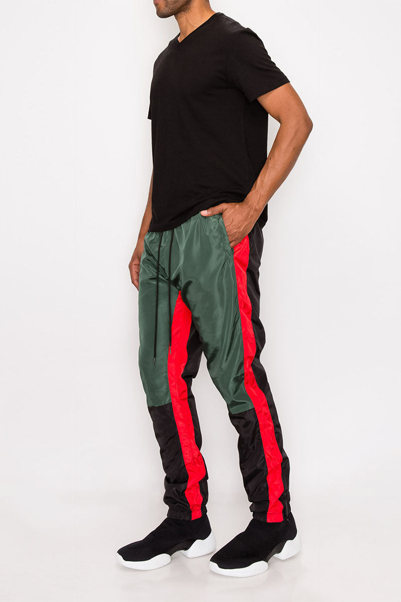 Tri Color Windbreaker Track Pants Green