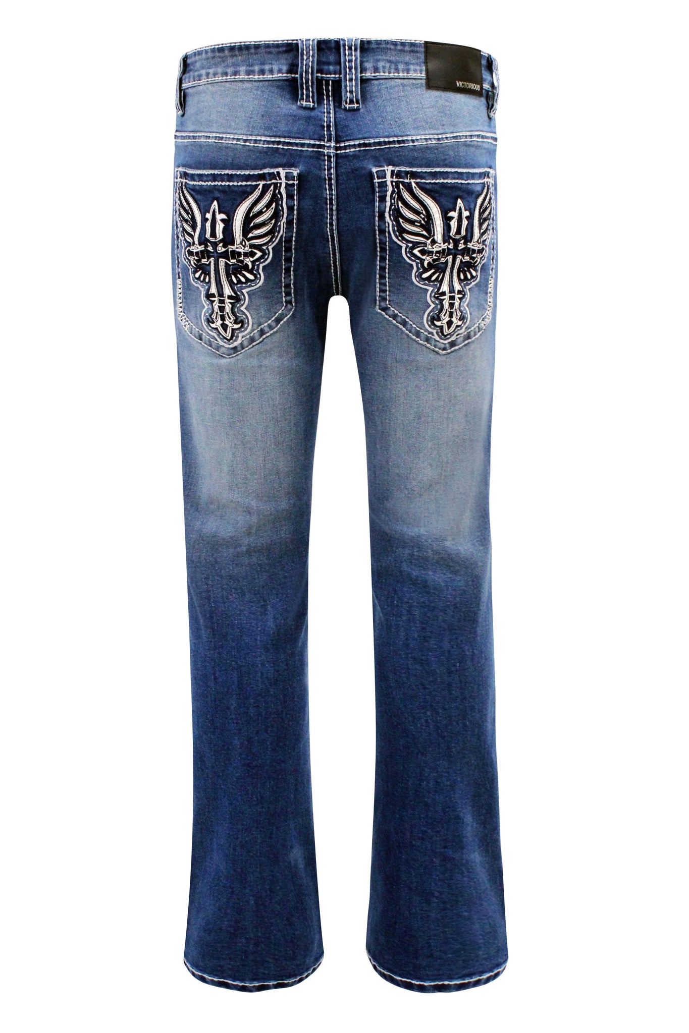 Bootcut Cross Embroidery Denim Jeans