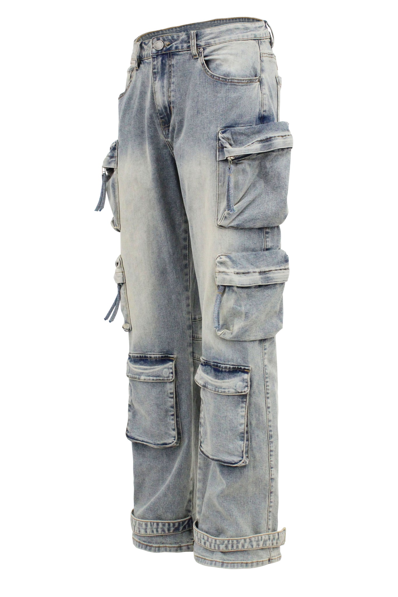 Baggy Fit Multi-Pocket Cargo Denim Jeans