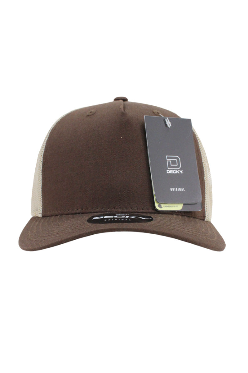 5 Panel Trucker Hat - Brown / Khaki