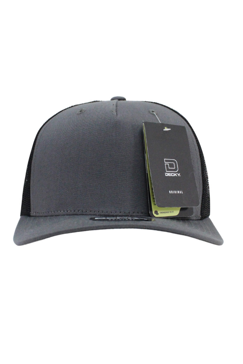 5 Panel Trucker Hat - Charcoal / Black