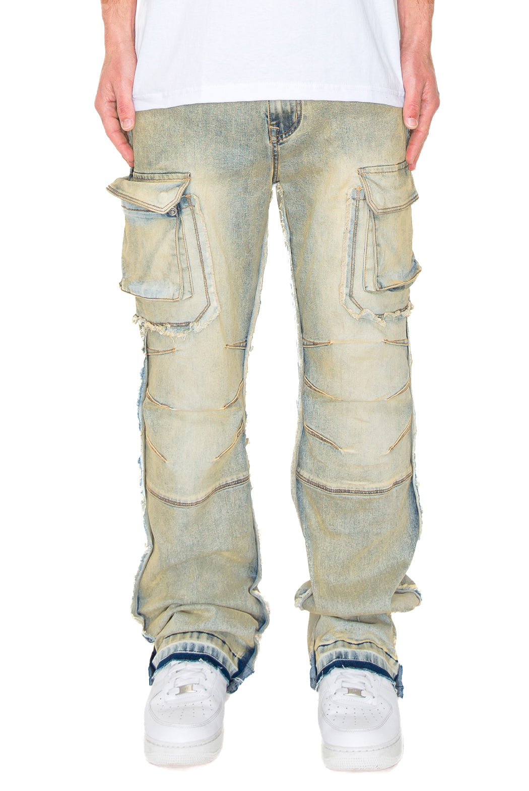 Bootcut Raw Edge Double Cargo Denim Jeans