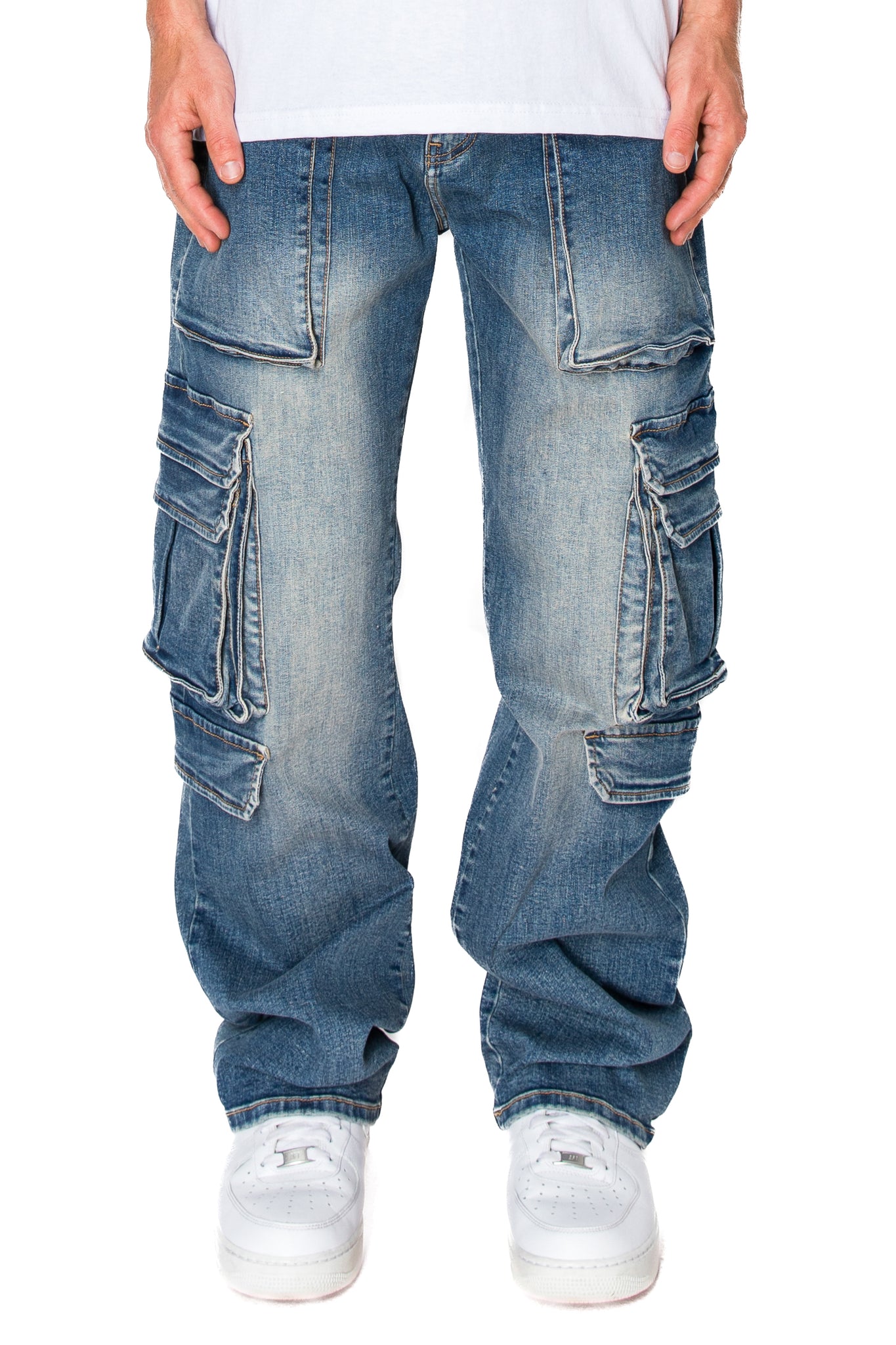 Multi Cargo Pockets Denim Jeans