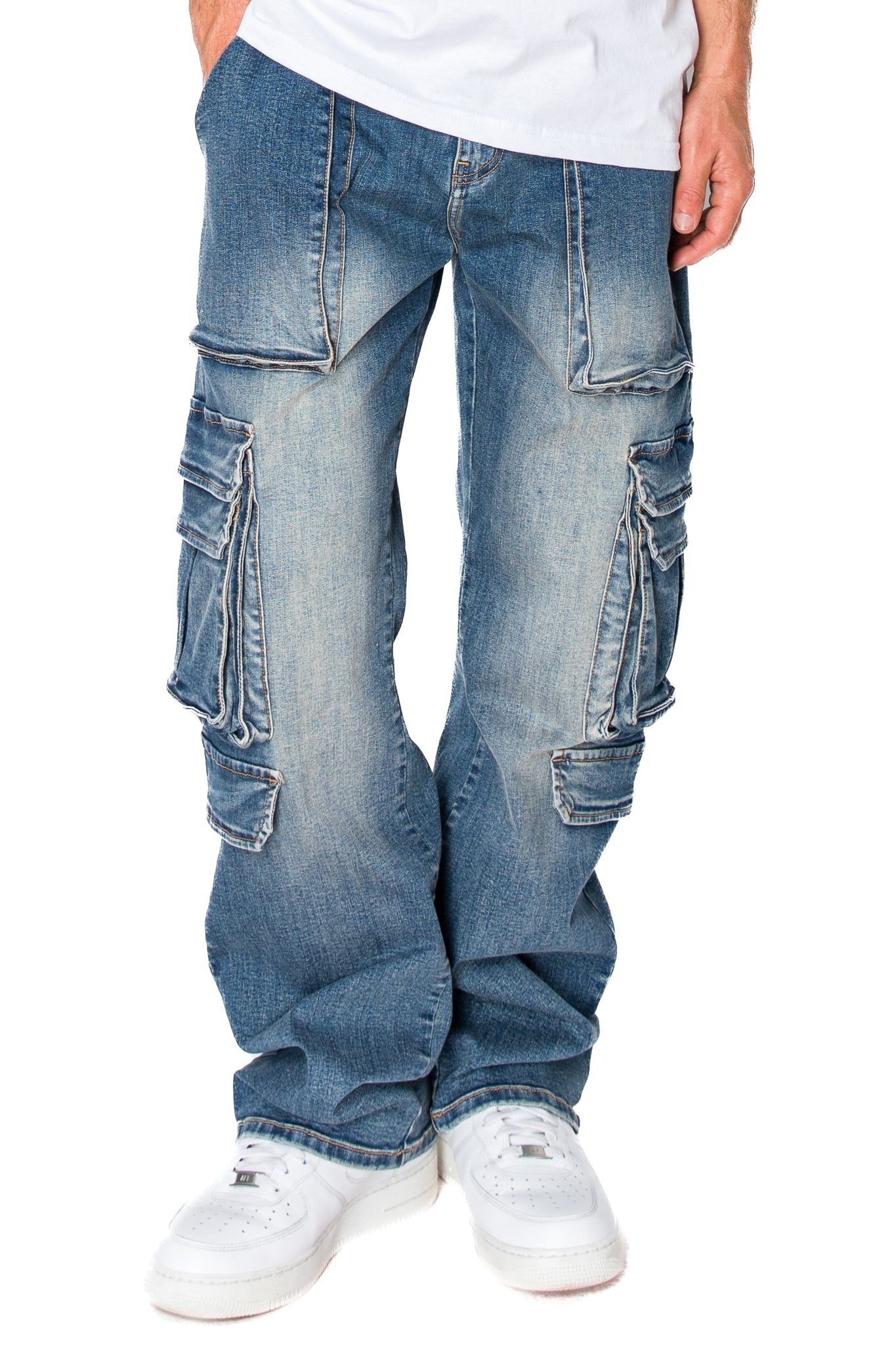 Multi Cargo Pockets Denim Jeans