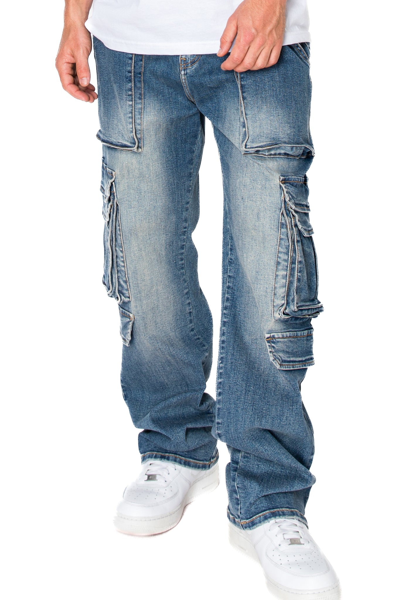 Multi Cargo Pockets Denim Jeans