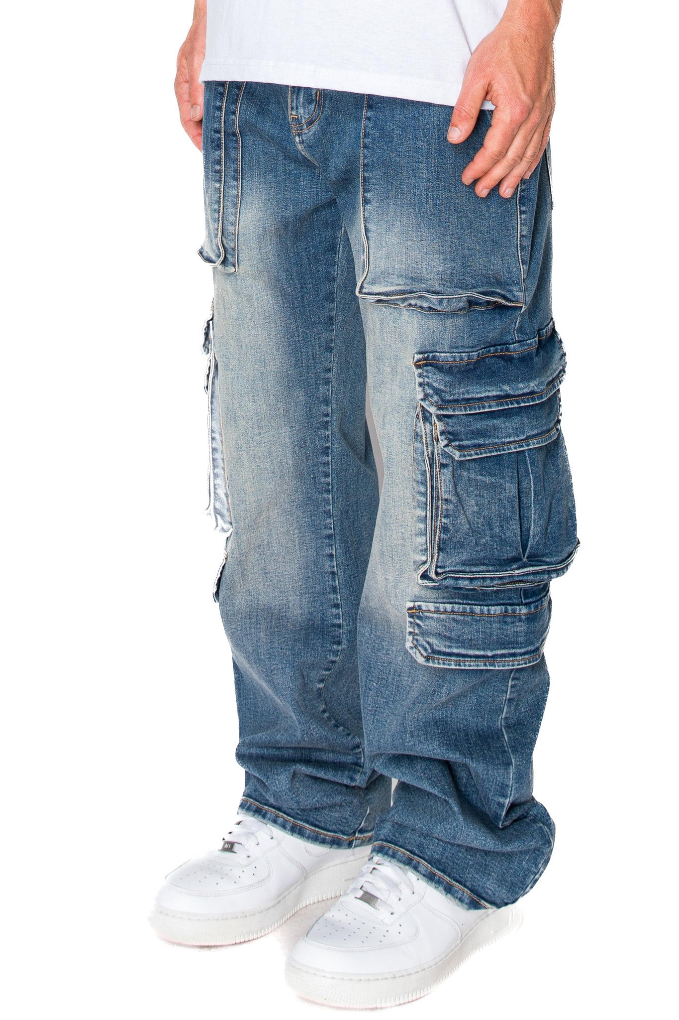 Multi Cargo Pockets Denim Jeans