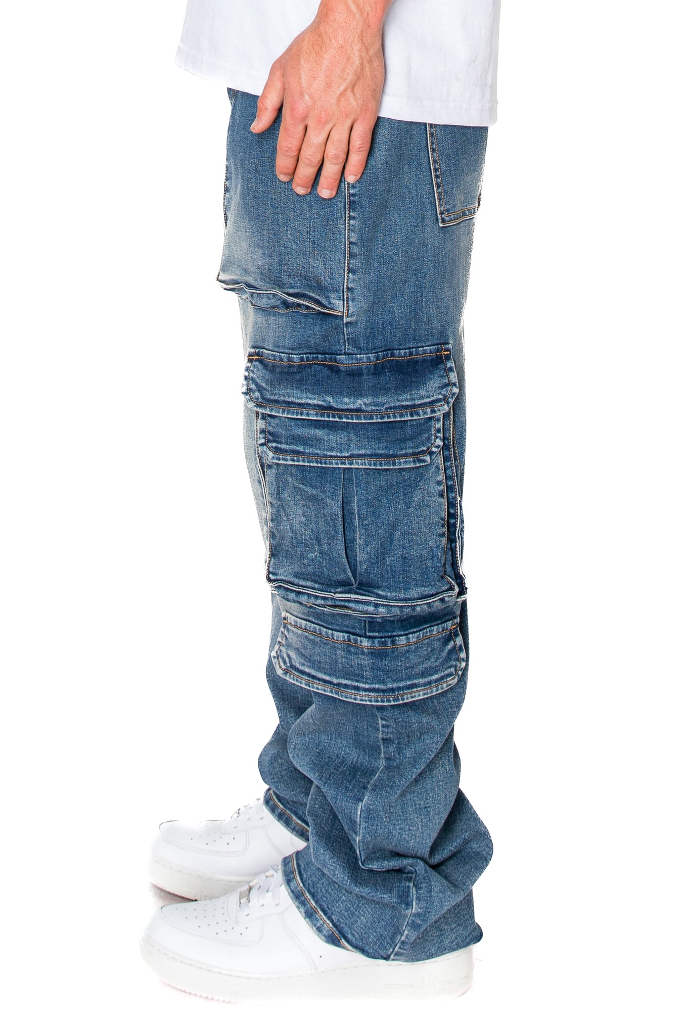 Multi Cargo Pockets Denim Jeans