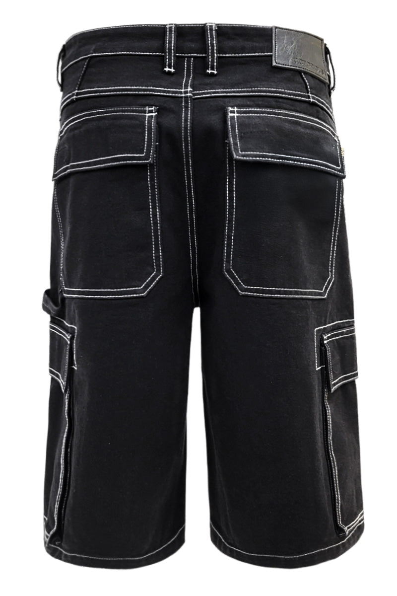 Contrast Stitch Baggy Cargo Shorts