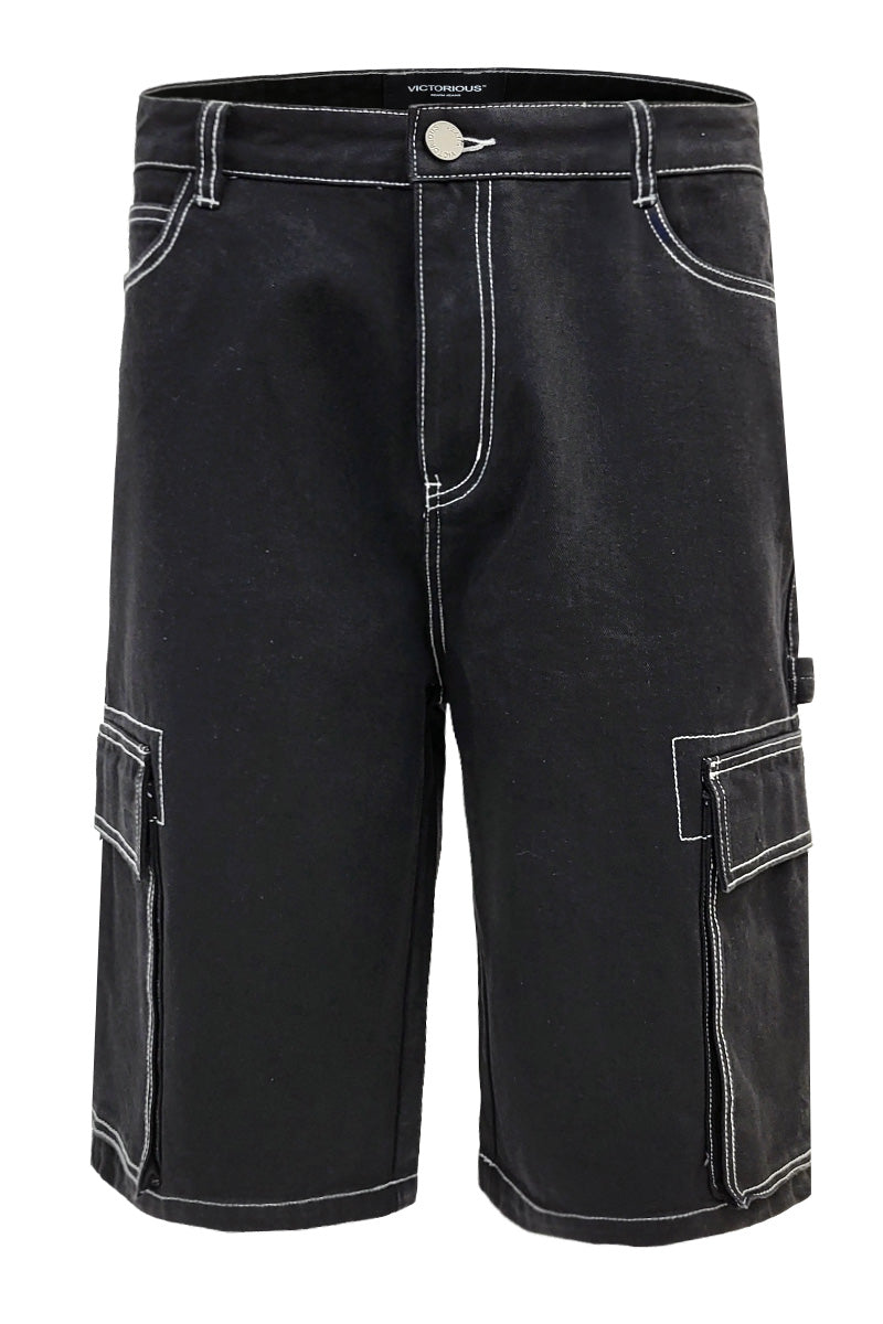 Contrast Stitch Baggy Cargo Shorts