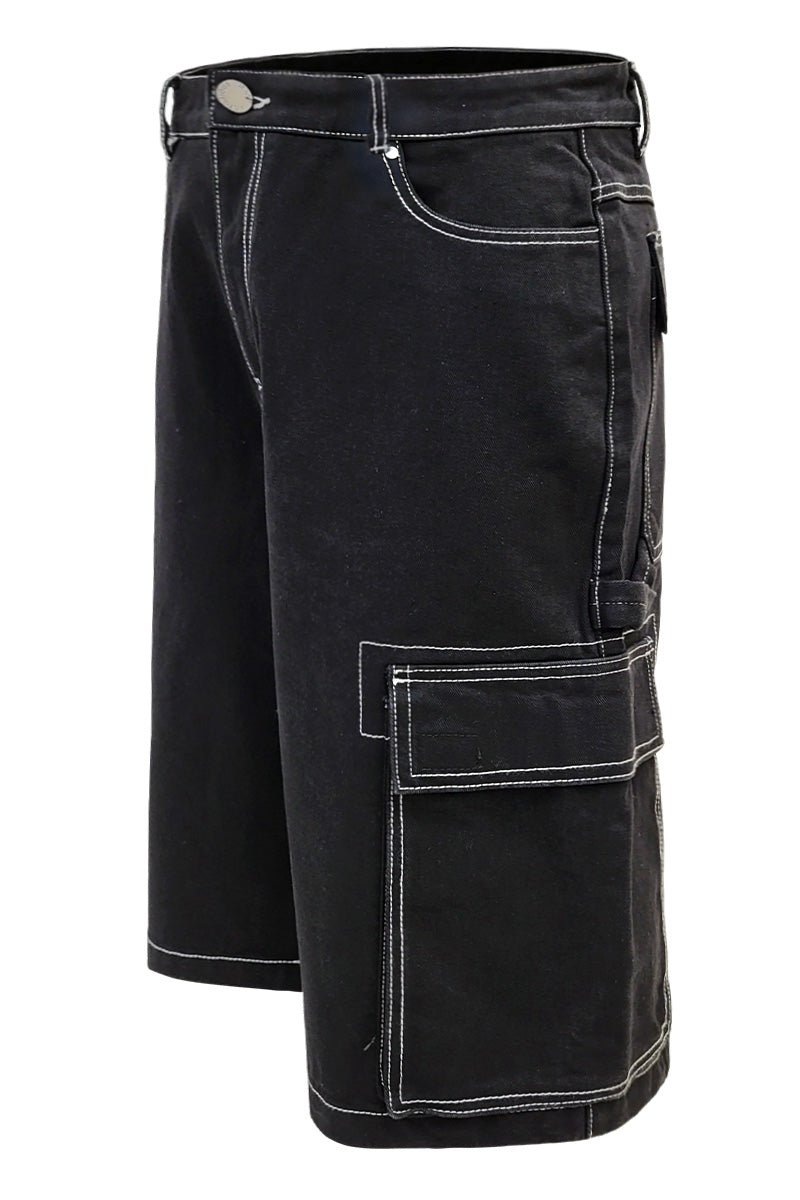 Contrast Stitch Baggy Cargo Shorts