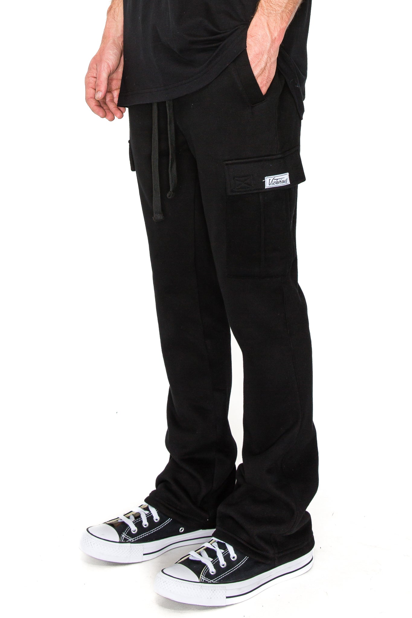 Flared Cargo Fleece Pants