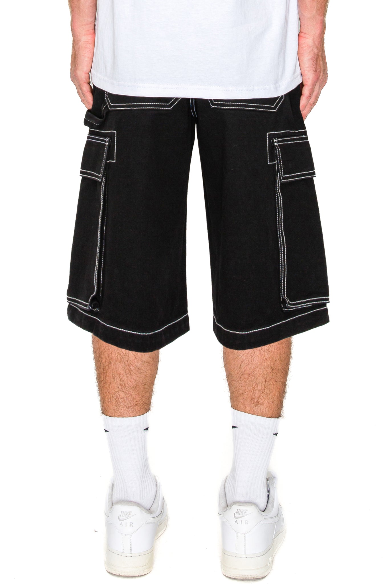 Contrast Stitch Baggy Cargo Shorts