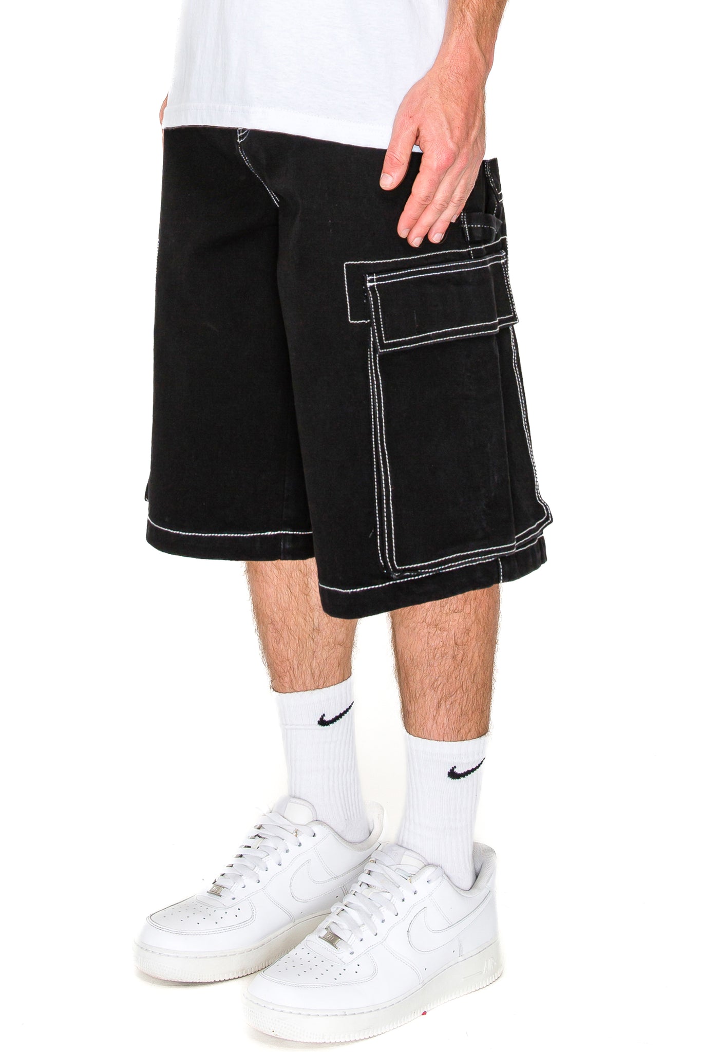 Contrast Stitch Baggy Cargo Shorts