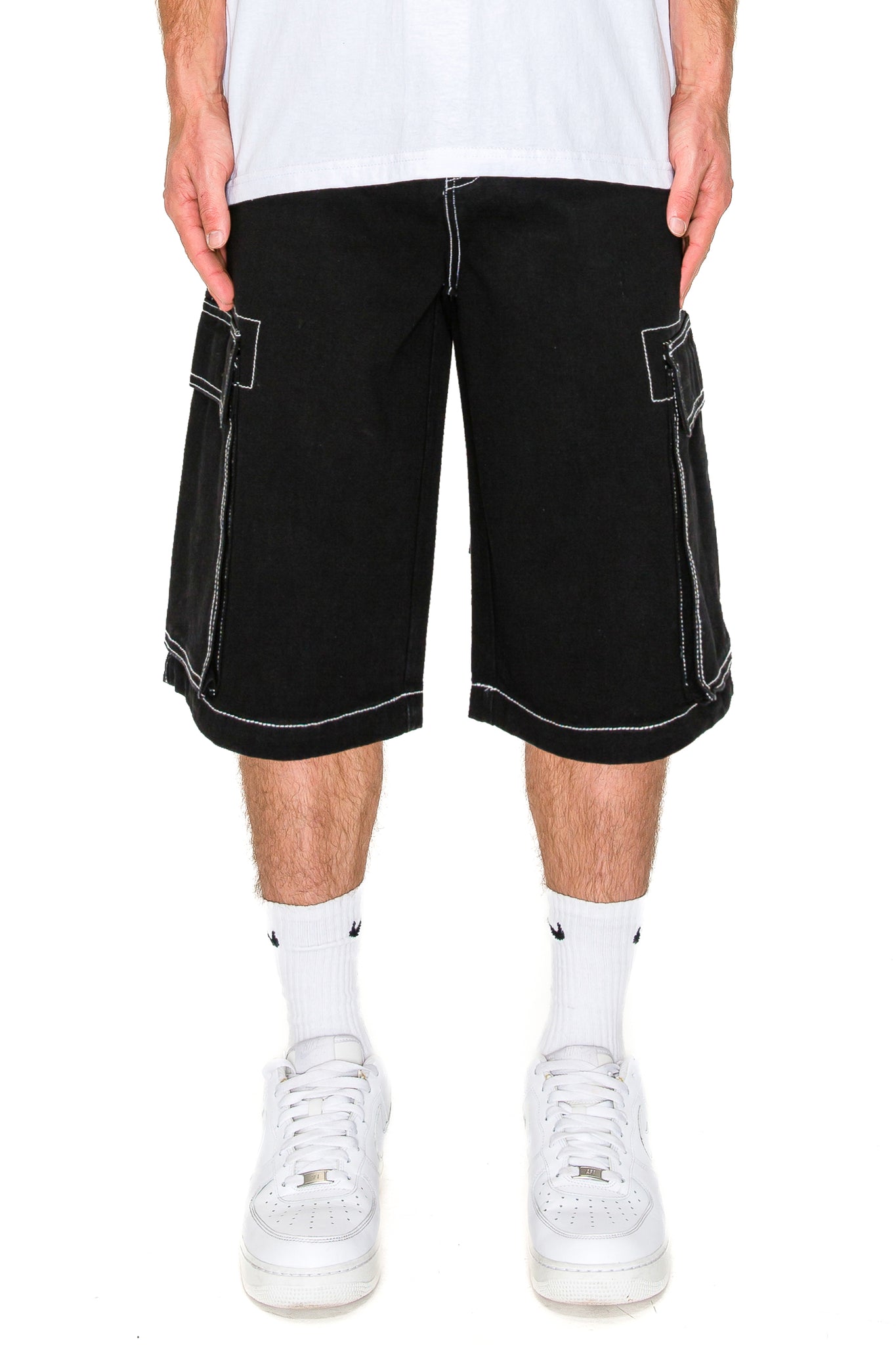 Contrast Stitch Baggy Cargo Shorts