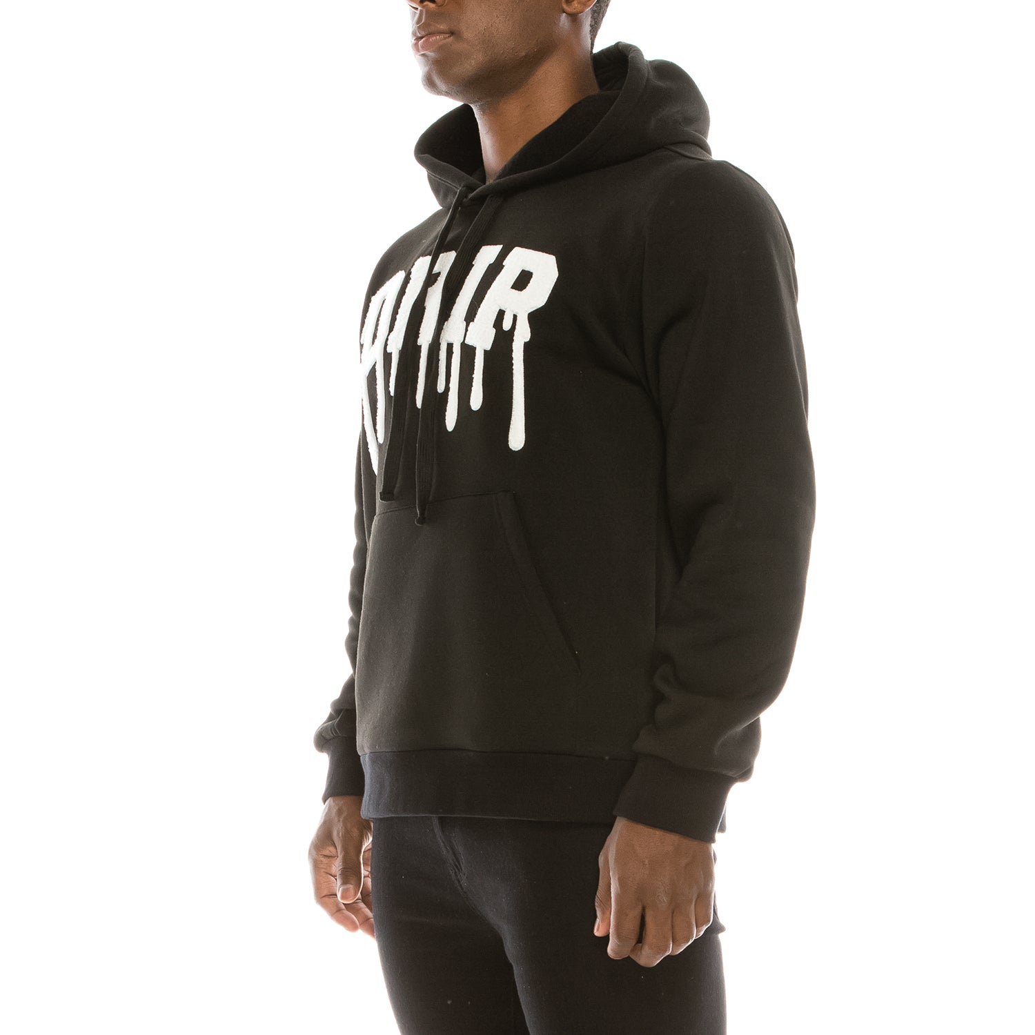 DRIP CHENILLE PATCH FLEECE PULLOVER - BLACK