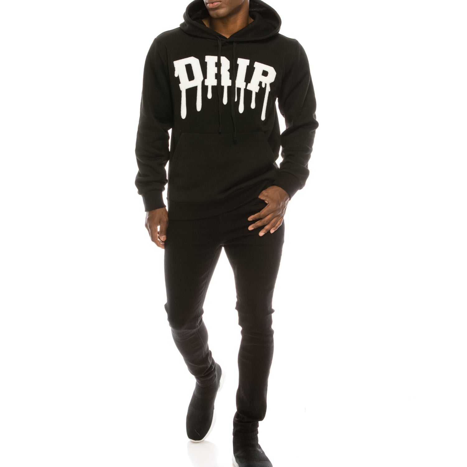 DRIP CHENILLE PATCH FLEECE PULLOVER - BLACK