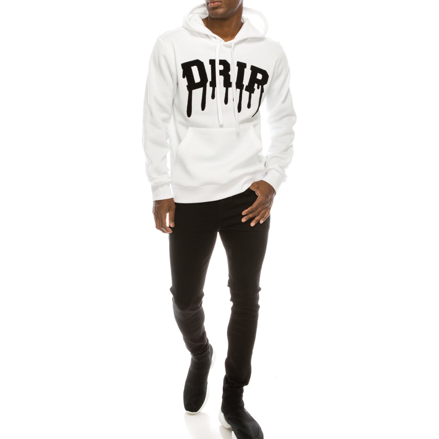 DRIP CHENILLE PATCH FLEECE PULLOVER - WHITE